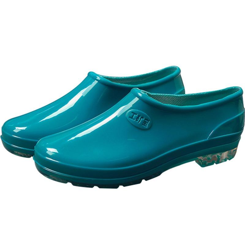 Low-top rain shoes water shoes rain boots rubber shoes women's kitchen non-slip work waterproof shallow mouth adult flat bottom short overshoes summer
