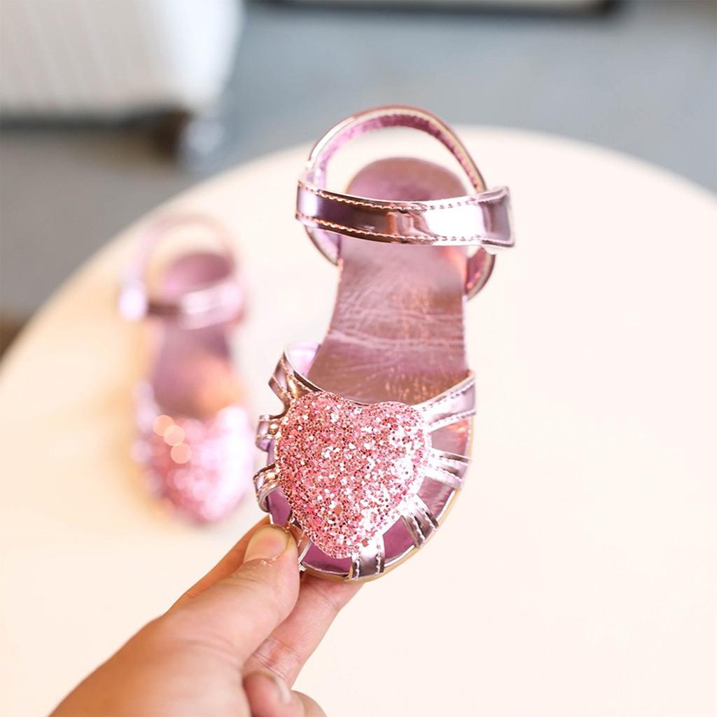 Girls' Baotou Dance Show Sandals Children's Sequin Love Beach Children's Shoes
