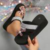 Fashion Luxury Rhinestone Flower Clip Toe Sandals Women Lightweight Crystals Wedges Slippers Woman Plus Size 36-42 Platform Slides Mujer