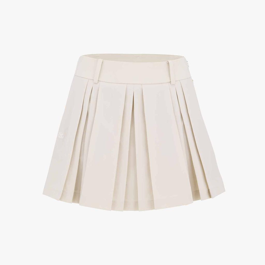 FAIRLIAR GOLF Logo Embellished Pleated Skirt (Beige)