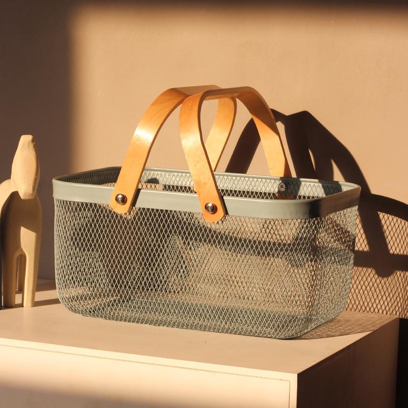 Nordic Storage Basket Bathroom Storage Baskets Kitchen Vegetable Organize Basket with Handle Home Organization Accessories