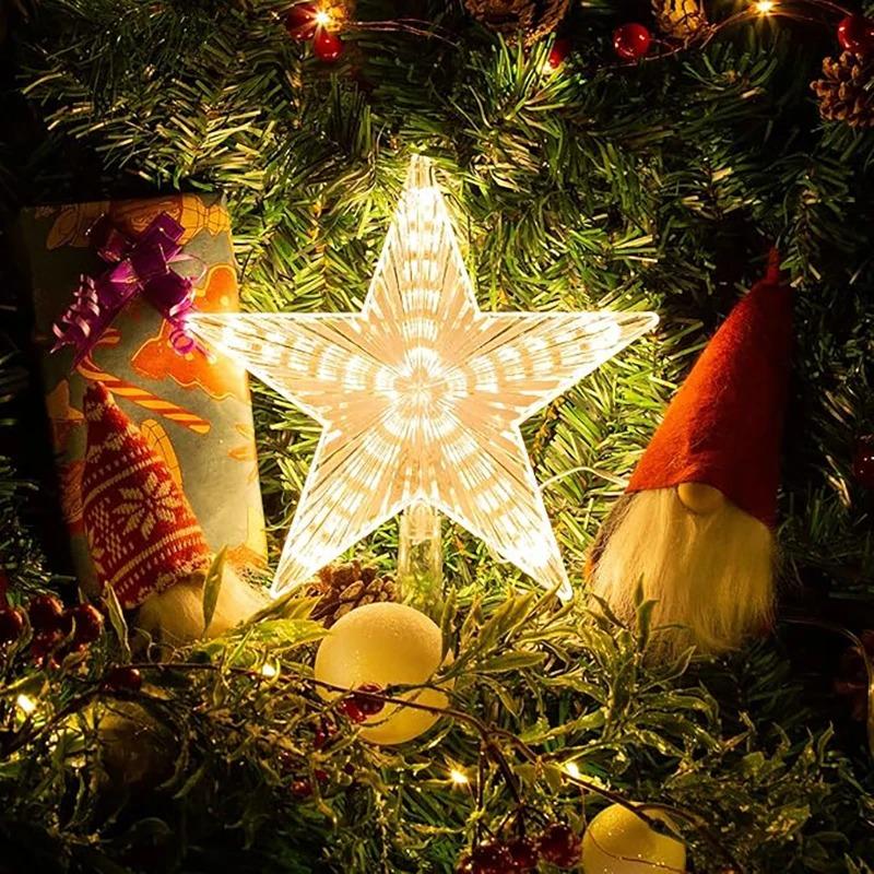15cm Christmas Tree Decoration Stars Warm White Lights Home Room Decor LED Shining Lamp Xmas Festival