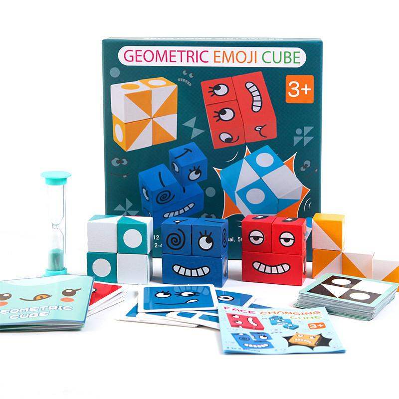 Shape Geometric Matching Face Change Cube Blocks Kids Educate Toy Early Develop