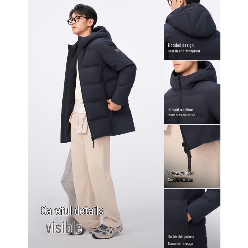 Bosideng B250245560 Men's Mid-Length Hooded Down Jacket