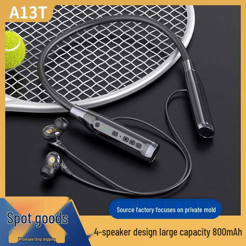 A13T Bluetooth Neckband: Four-Speaker In-Ear Wireless Sports Headset