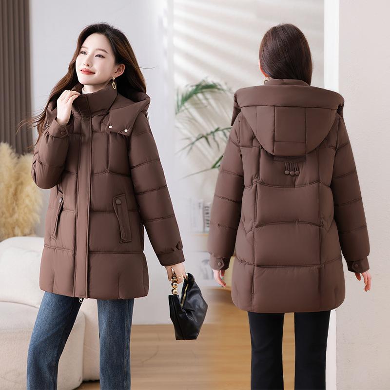 Long Warm Cotton Coat for Women Winter Fashion Casual Jacket