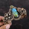 Labradorite Gemstone Cuff Bracelet Adjustable Bangle Copper Wire Wrapped Cuff Bracelet Flower Bangle Designer Copper Jewelry Handmade Bangle