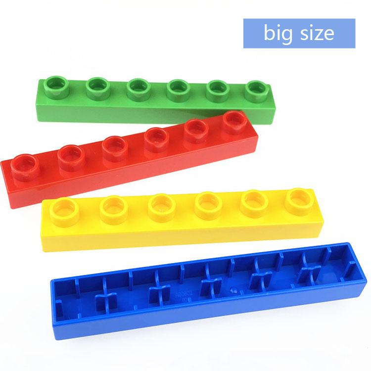 Bai Fen Bai Toys Big Size Block Thin Brick 1X6 10Pcs/Lot Education Building Block Set Compatible With Duplo Block Bricks Plastic Toys Playsets For Children