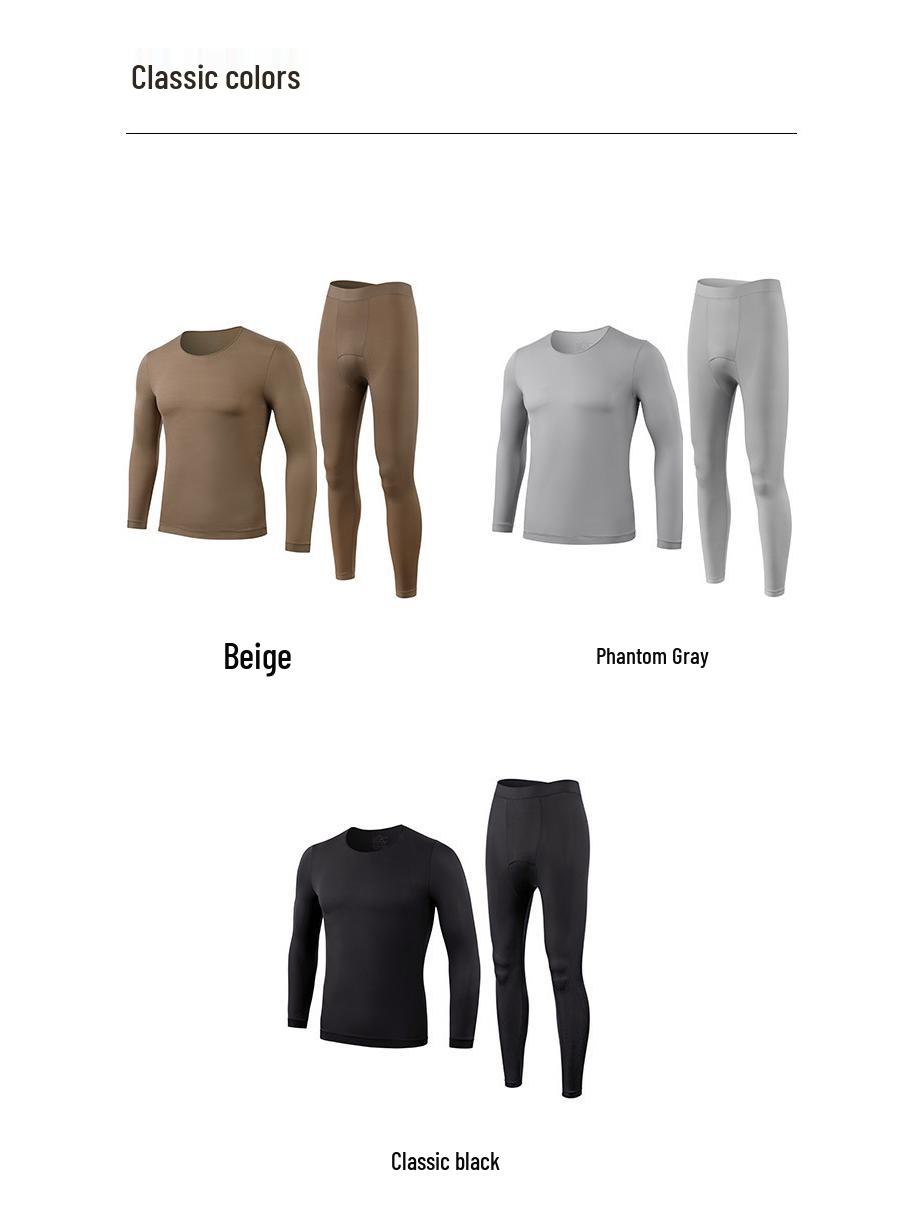 

Мужской бесшовный увлажняющий теплый комплект с гиалуроновой кислотой: Ультратонкий осенний топ с круглым вырезом и брюки. XL (70-100 kg)