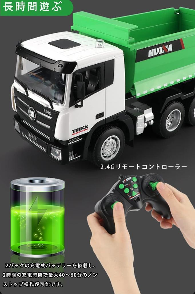 Camion Ribaltabile Auto Radiocomandata Veicolo Ingegneristico per Bambini Veicolo da Costruzione Multifunzionale Auto RC Rotazione Wireless a 360 Gradi Luci LED Lega