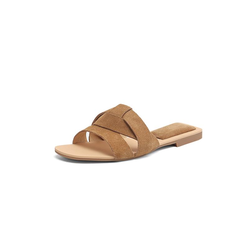 Fashion Luxury Designer Women's Flat Slippers Sheep Suede Comfortable Women's Shoes Casual Bottom Slippers 2025 New Summer Sandalias