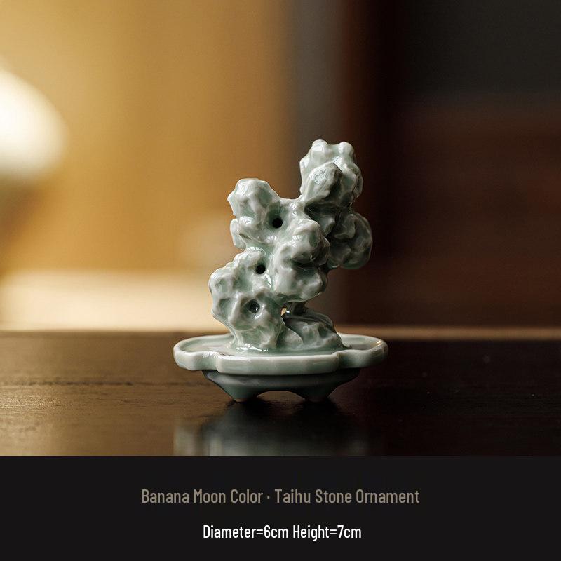 Bananas & Moon Taihu Stone Ceramic Tea Ceremony Ornament Banana Moon Color - Taihu Stone Ornament