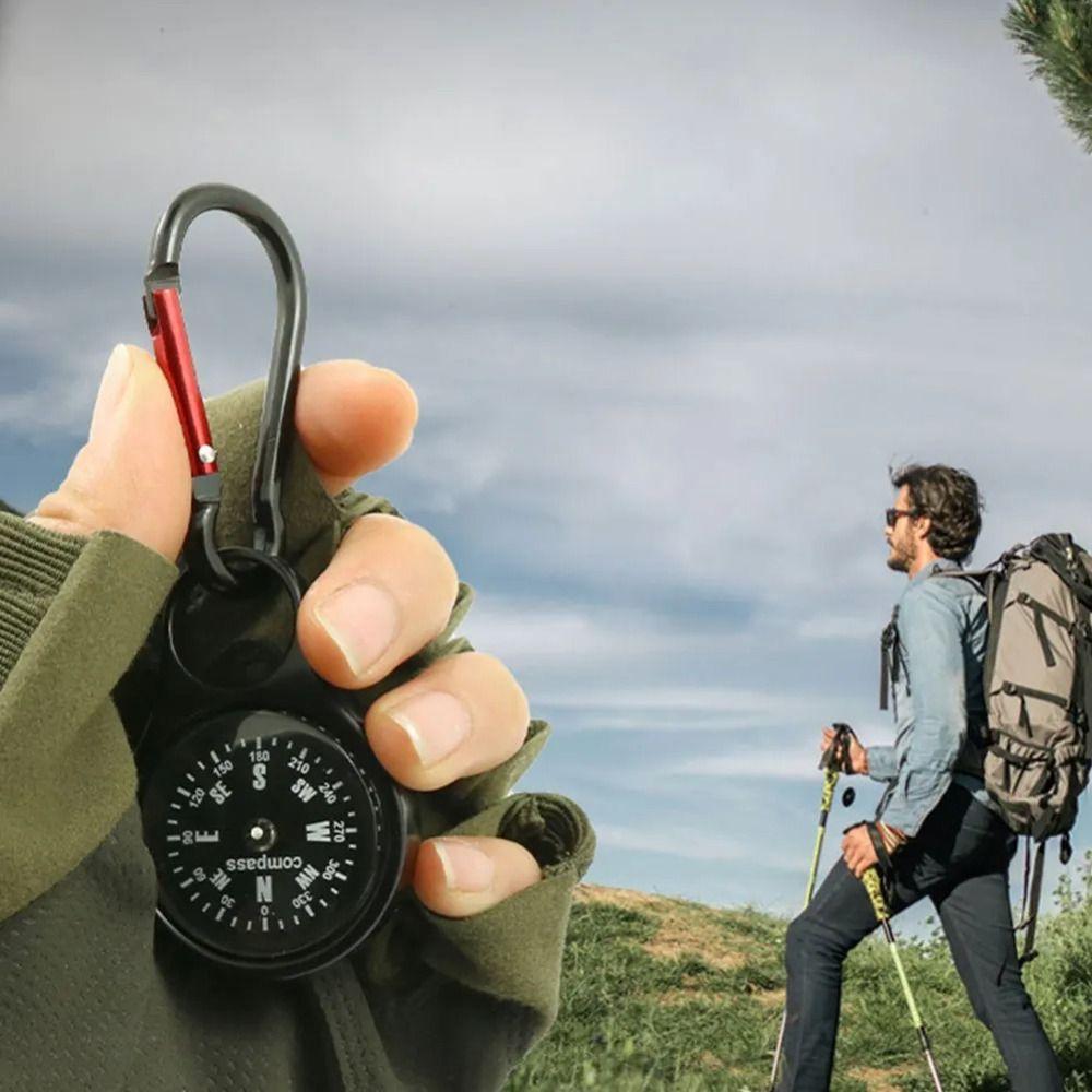 Spring Loaded Carabiner Clip Built-in Compass Key Carabiner Portable Climbing Hook Daily