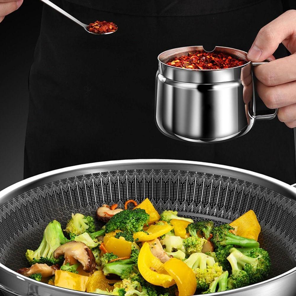 With Clear Lid and Handle Stainless Steel Seasoning Containers 500ml Spice Jars  for Home Kitchen