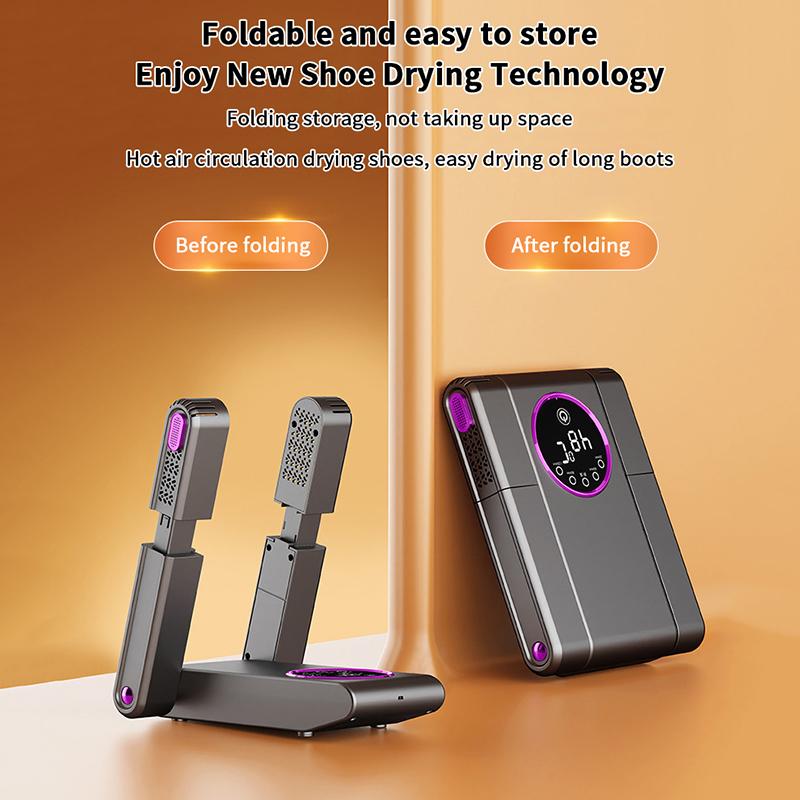 Portable Shoes Dryer, Upgraded 2 Or 4 Drying Racks, Foldable Boot Dryer And Deodorizer With Fan