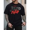 European Sizes Men's  Black T - Shirt: Urban Edge: Bold Typography & Safety Pin Tee
