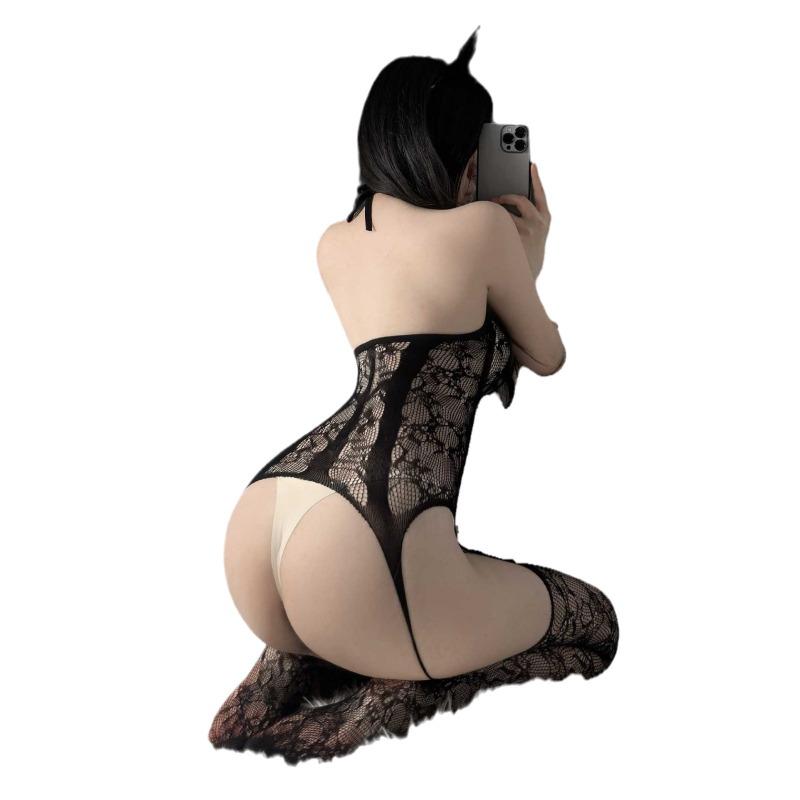 Sex Underwear Open-file Breast Passion Suit Transparent Temptation Sexy Stockings One-piece Mesh Coat Hollow Jacquard Free
