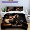 3pcs German Shepherd Dog Family Bedding Set - Includes One Quilt Cover and Two Pillowcases (No Core) - Home Decor Gift for Anime Lovers - Polyester Fa