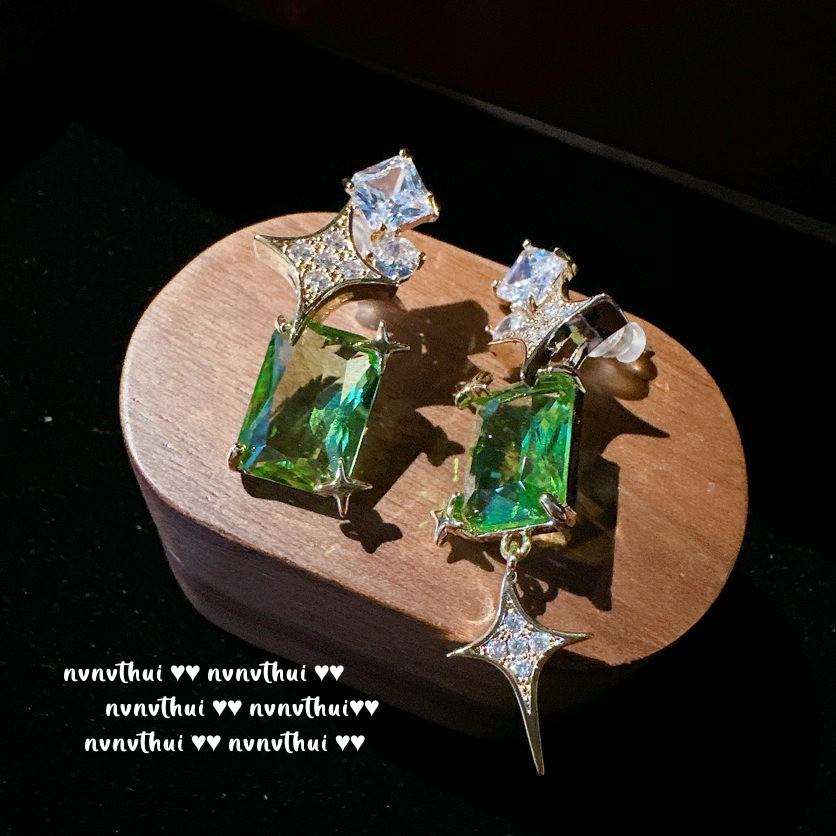 Серьги-бабочки Изумрудный Мохито, Счастливая Богатая Женщина, Серьги с Цирконами и Жемчугом, Цветок Чертополоха Дубао, 18 карат Золото