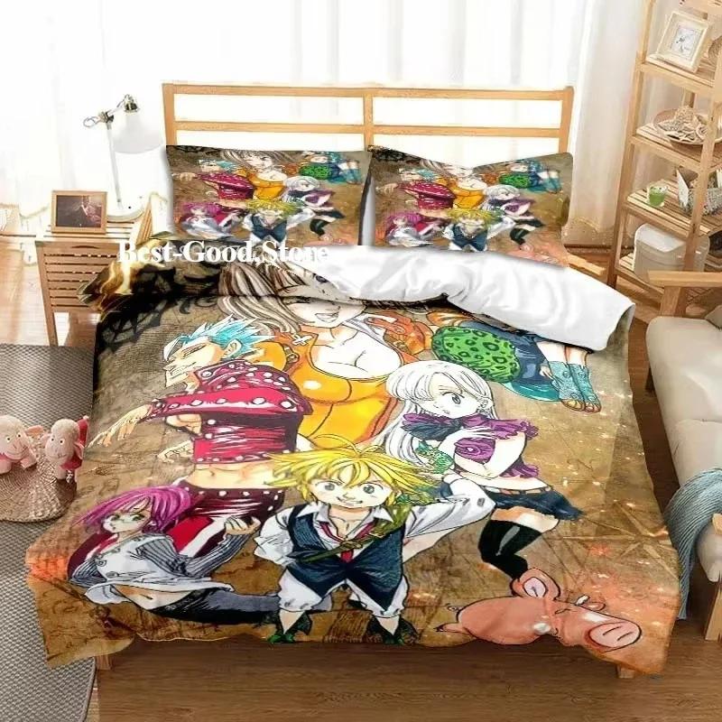 Nouvel Anime Les Sept Péchés Capitaux Al Saison Ensemble Lit Jumeau Ensemble de Linge de Lit Imprimé Avec Taie d'Oreiller Lit Doux Housse de Couette Douce Simple Double