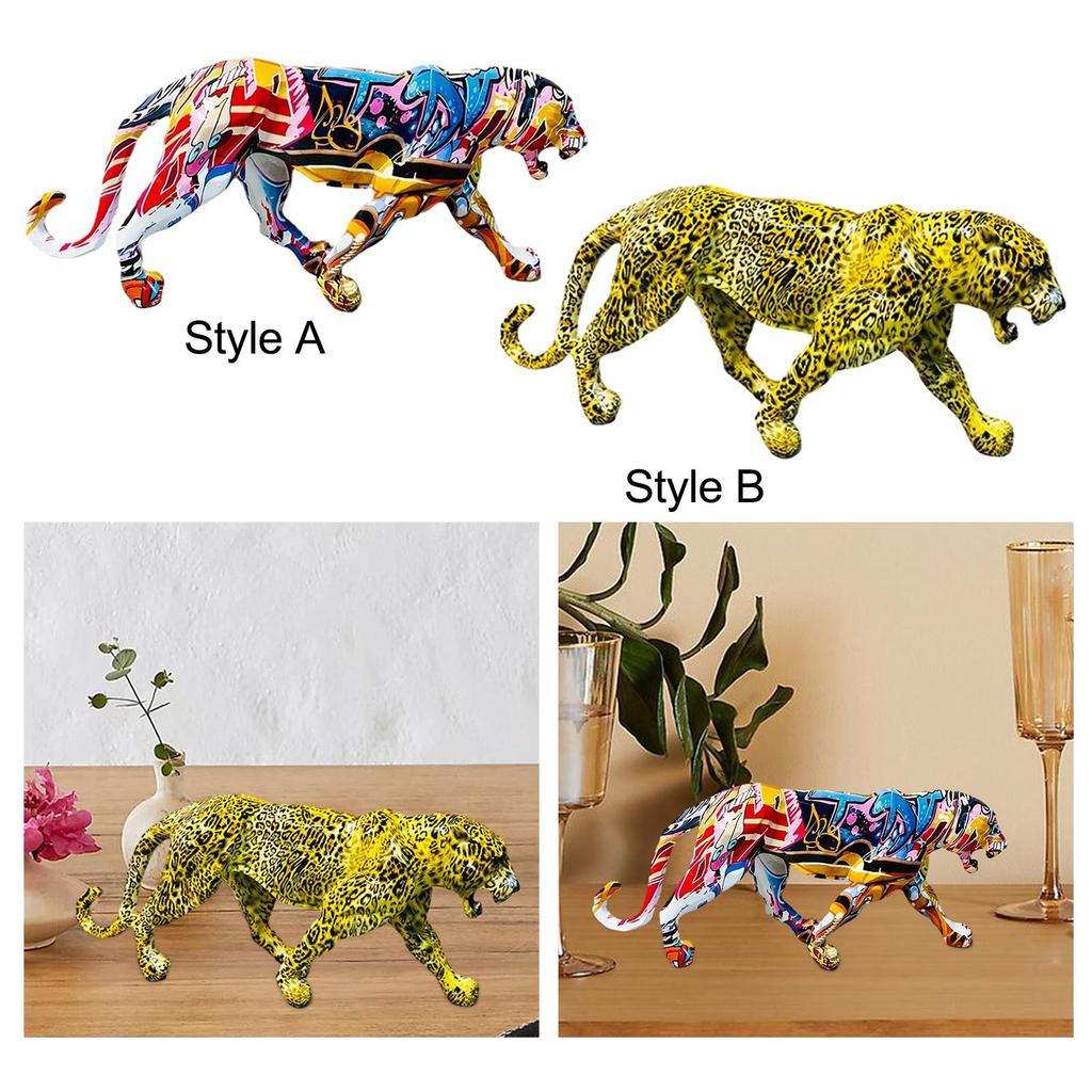 Leopard Statue Fashion Resin Craft Decorative Animal Statues Animal Statue for Home Cabinet Book Shelf Bedroom Decoration