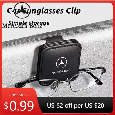 Car Sticker Car Sun Visor Glasses Storage Box Sunglasses Clip Card Ticket Holder For Mercedes Benz B/C/E/S Class A Class C200L G