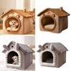 Pet Bed for Winter Cats Habitats Removable Cushion Cats House Cartoon Shape Bed Resting Bed for Cats Warm Resting House