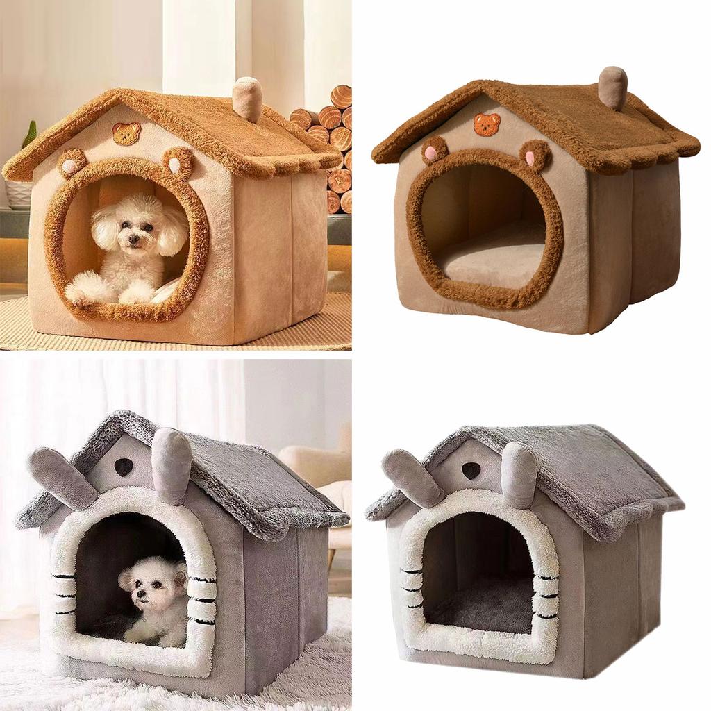 Pet Bed for Winter Cats Habitats Removable Cushion Cats House Cartoon Shape Bed Resting Bed for Cats Warm Resting House
