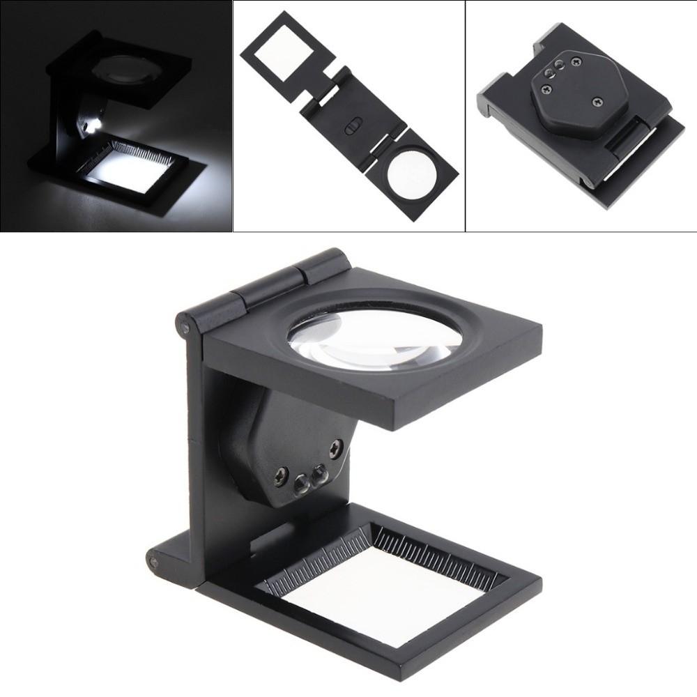 Foldable Folding Magnifier LED Lights Magnifying Glass Reading Aid Linen Tester  Jewellery Loupe