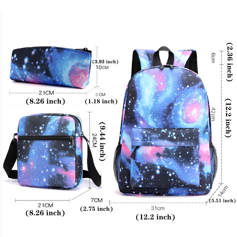 CR7 Backpack 3Pcs Travel Bag Canvas Backpack School Bag For Boys Girls Canvas Teens Laptop Zipper Students  Mochilas