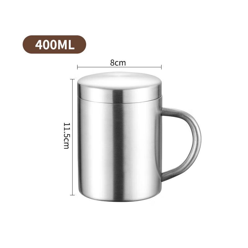 LETGANT Double-Layer Insulated 304 Stainless Steel Mug with Lid (2-Pack)