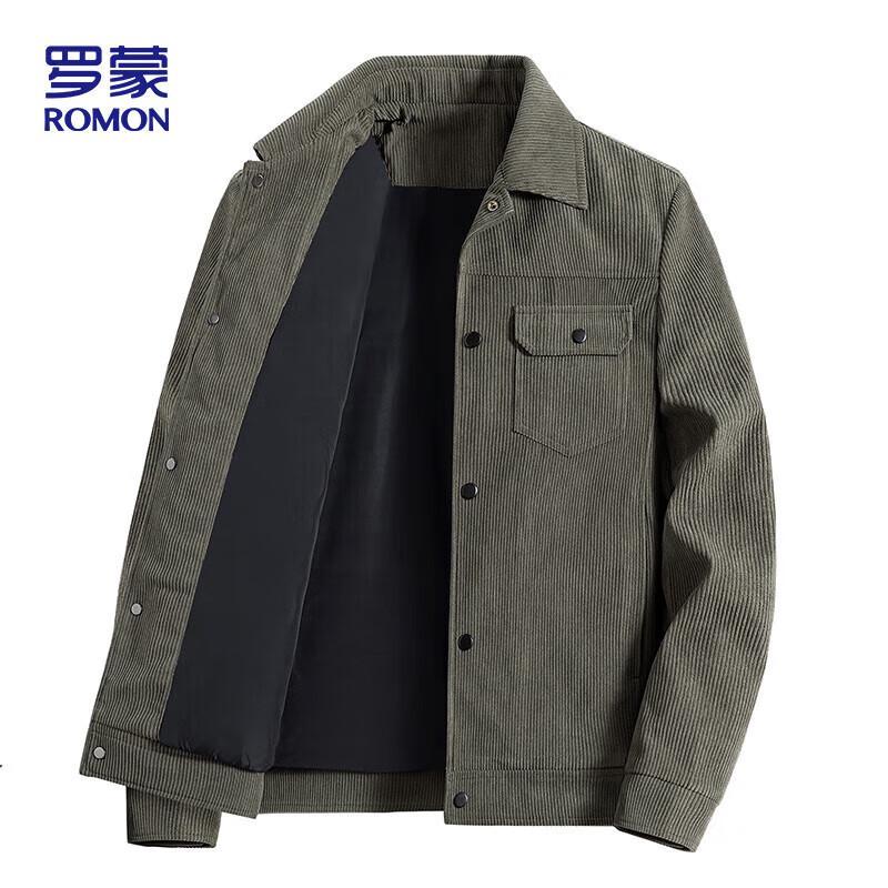 ROMON Men's Business Casual Corduroy Lapel Jacket
