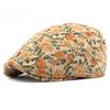 Vintage Corduroy Flat Cap for Women Leopard Print Floral Cabbie Hat Retro Polka Dot Newsboy Beret Autumn Winter Warm Peaked Cap