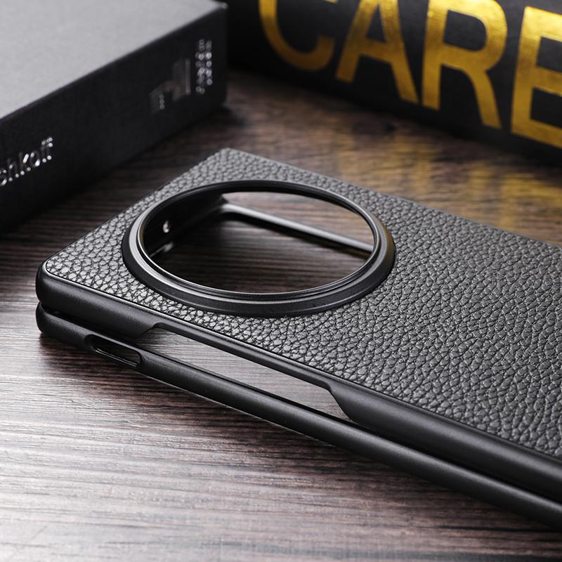 For vivo X Fold3 Pro Cell Phone Cover Drop-proof PC+PU Leather Hidden Kickstand Case