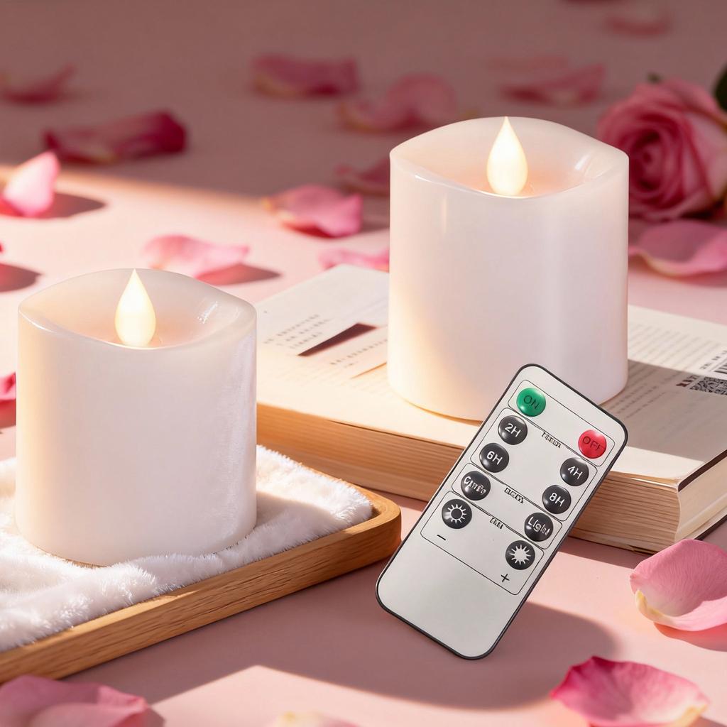 Ivory Flameless Pillar Candles with Remote, LED Candles Battery Operated, Real Wax Electric Candles Flickering