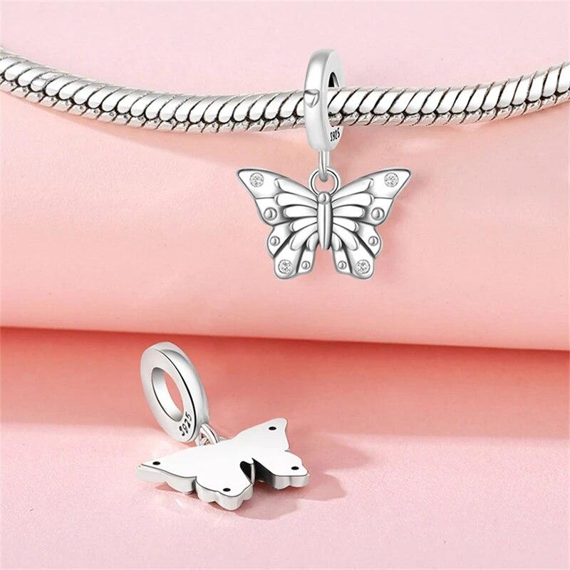 Plants Insects Charms Beads Real Copper Simple Butterfly Dangle Pendant Fit Fine Bracelet Diy Jewelry Gifts