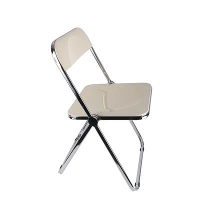 Acrylic Folding Chair Electroplated Silver Legs Folding Dining Chair Clothing Store Photograph