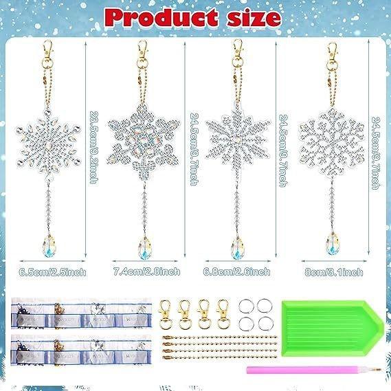 DIY Christmas Home Winter Snowflake Diamond Painting Kit Double Sided Diamond Painting Wind Chimes Hanging Diamond Painting As Picture