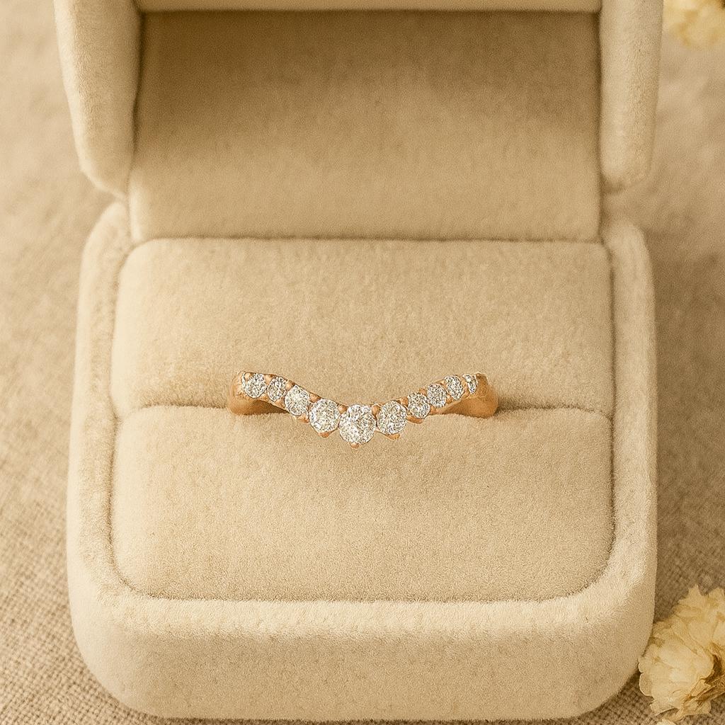 

Изогнутое обручальное кольцо с муассанитом, серебряное украшение с покрытием из розового золота, штабелируемое обручальное кольцо для нее, K серебряный