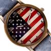 American Flag Pattern Leather Band Analog Quartz Vogue Wrist Watches DB