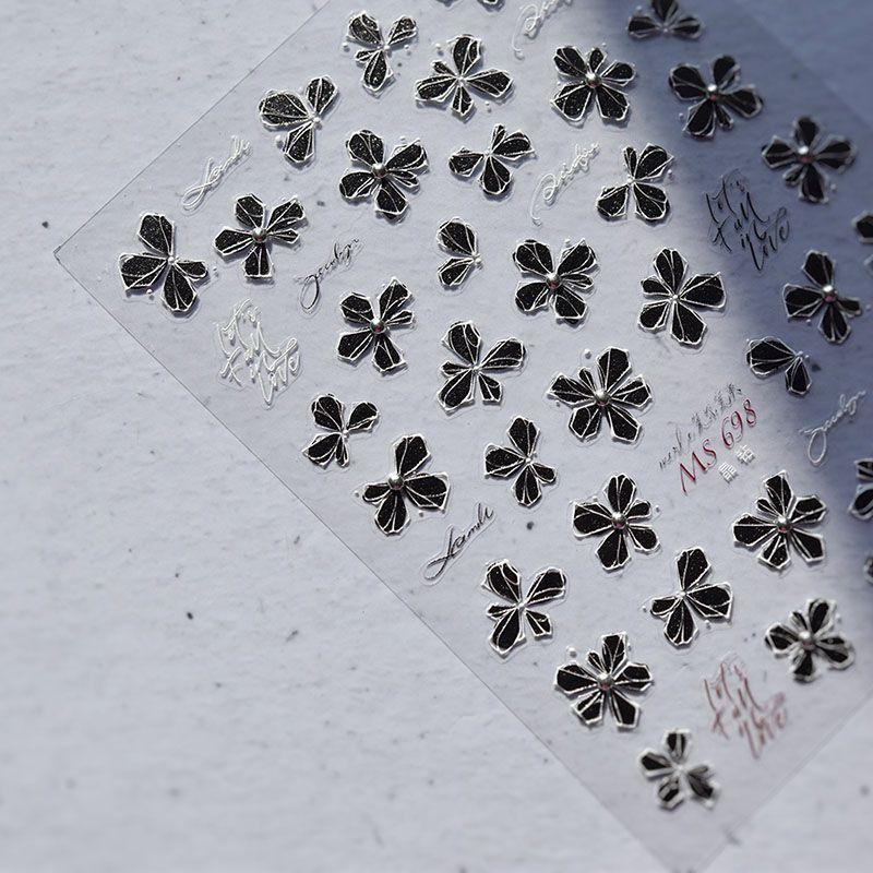 

Яркий Кристалл Черный и Белый Цветок Наклейка для Ногтей Tomoni Тисненая Клейкая 5D Клевер Большой Лепесток Украшение для Ногтей Black Flower 698((Crystal Drill))