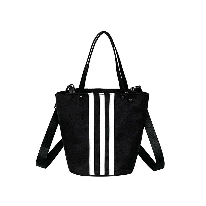Hand-carrying Contrasting Striped Bucket Bag for Women's New Korean Style Niche Sports Commuter Shoulder Bag Versatile Crossbody Bag