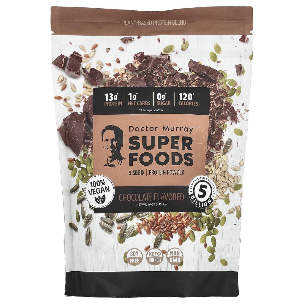 Dr. Murray's, Superfoods, 3-Seed Protein Powder, Pumpkin + Flax + Sunflower, Chocolate Flavor, 16 oz (453.5 g)