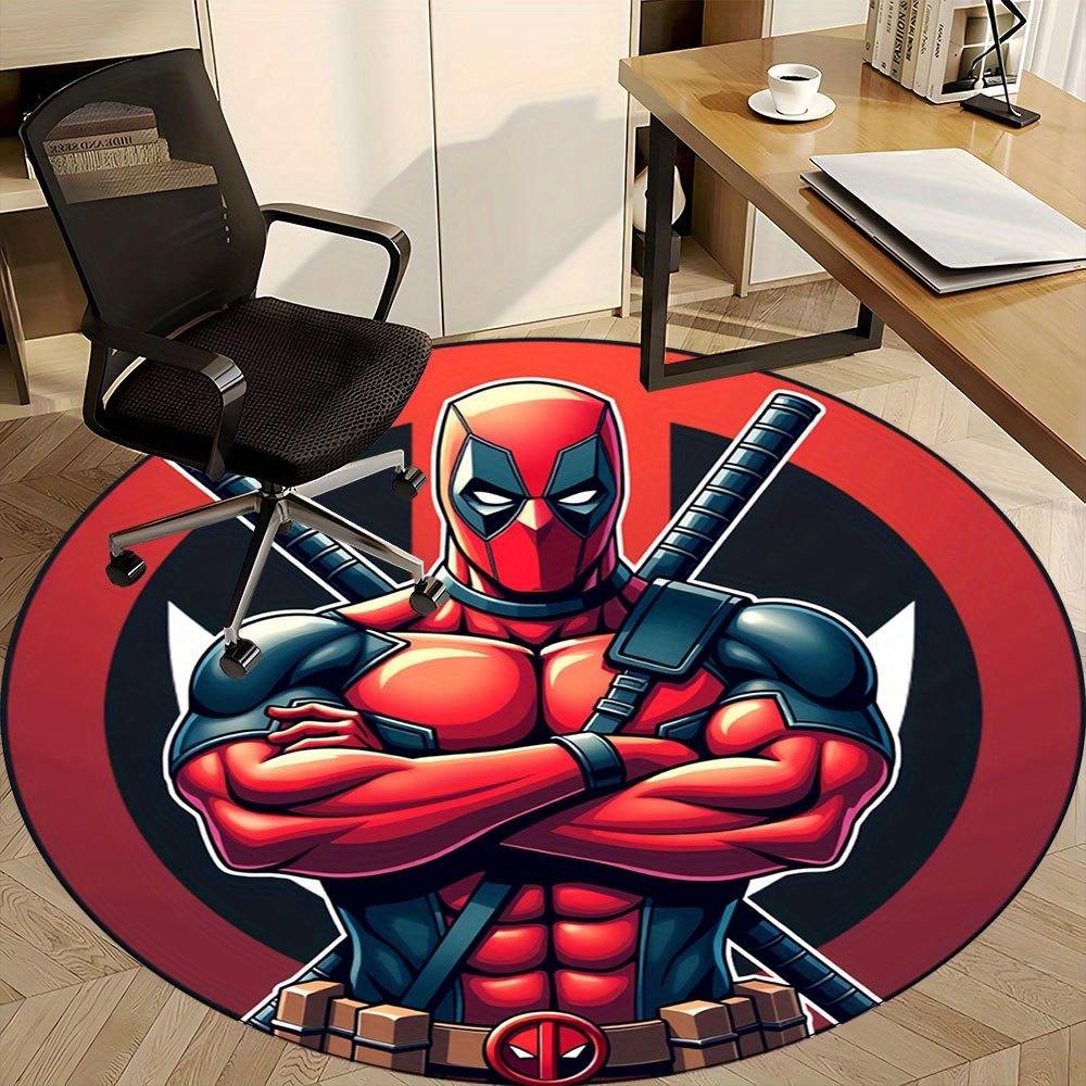 

1pc Deadpool Themed Round Rug - Perfect for Home Office, Living Room Decor, or Home Bedroom Flooring with Non-Slip Backing and Cartoon Design -0412112 80cm by 80cm