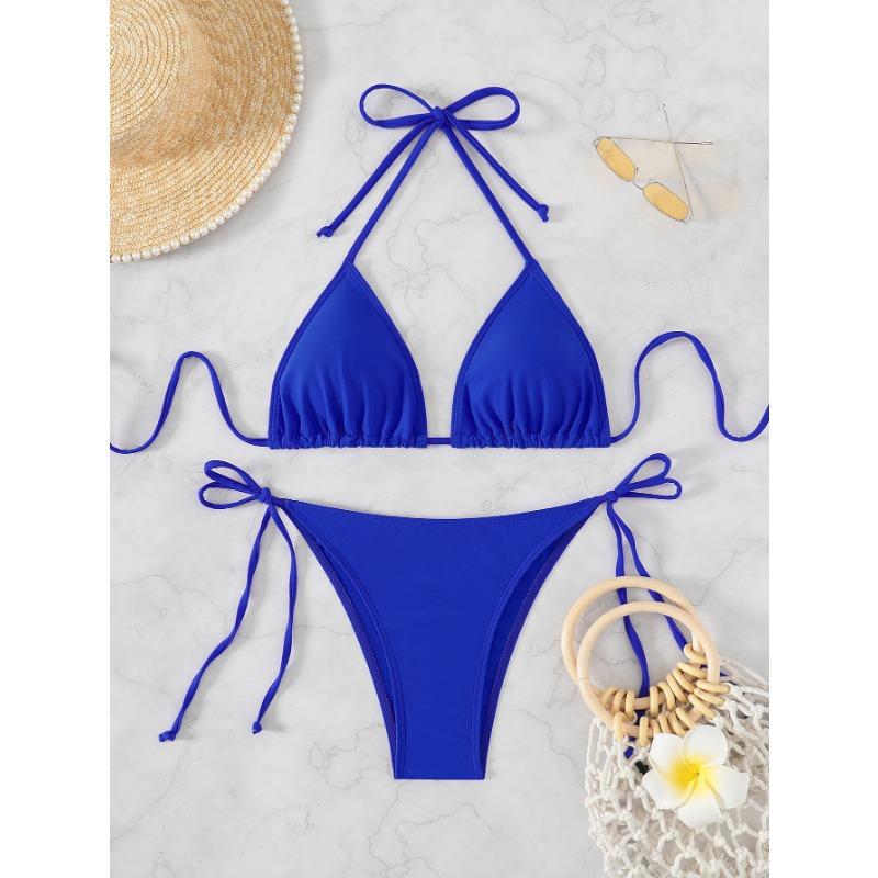 Women's Monarch Butterfly Print Triangle Bikini Set Tie Side Swimwear