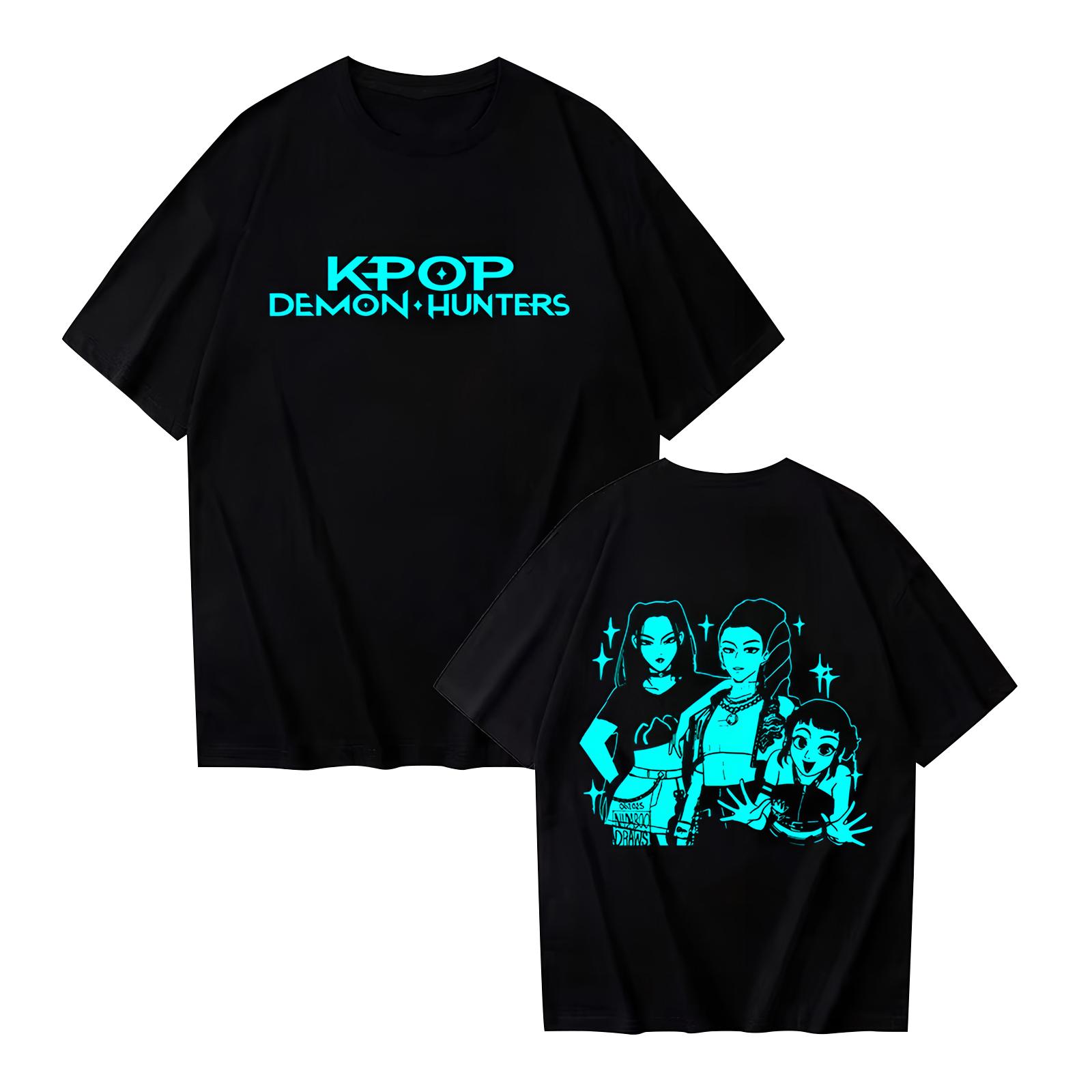 

Women s Casual Cotton Luminous Print T-shirt Round Neck Pullover Short Sleeve Top L