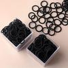 Black High-Elastic Hair Tie - No Damage, Ribbed Scalloped Edge, Suitable for Babies