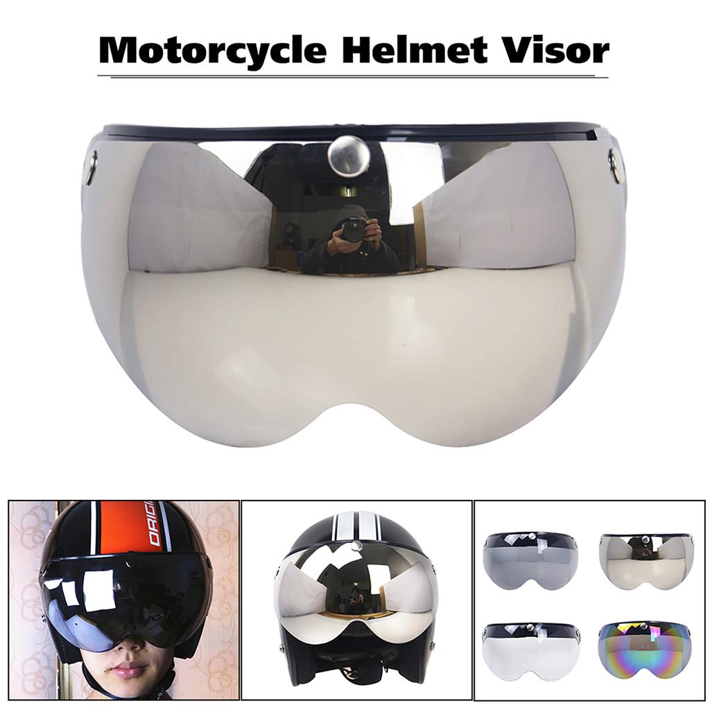 Visiera Antivento Universale a 3 Bottoni per Casco da Moto, Visiera Frontale Ribaltabile, Lente Antivento Sostitutiva per Casco da Moto