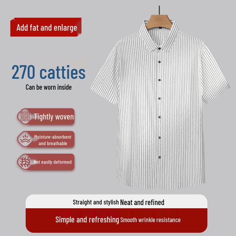 Men s Plus Size Striped Breathable Short Sleeve Polo Shirt 4XL