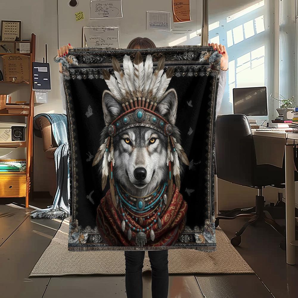1PC Adorned Wild Sovereign Print FlAannel Blanket, High quality Comfortable for All Seasons, Home Decor, Warmth and Comfort